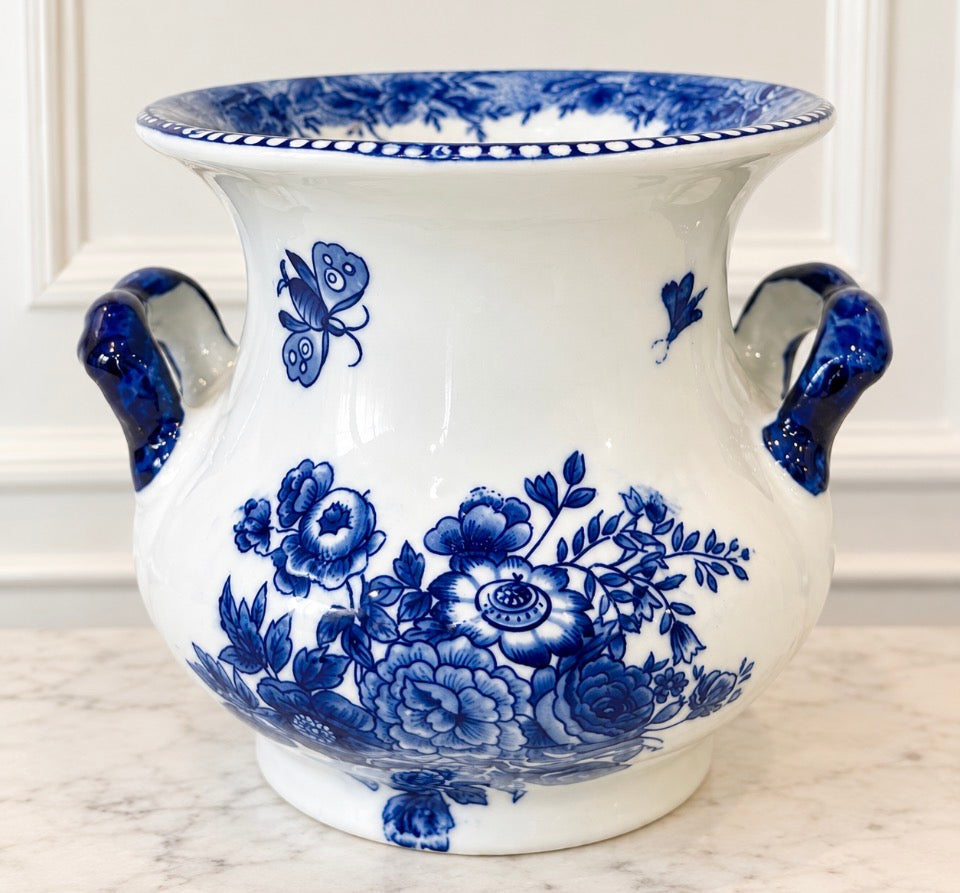 Blue & White Ironstone Cachepot
7” H × 8½” W