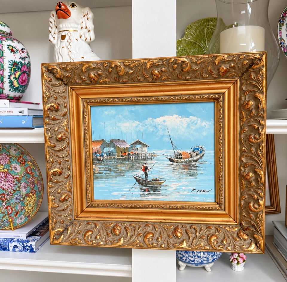 K. Chan Framed Harbor Oil Painting
Approx. 15¼″ W × 13½″ H