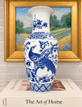 Vintage Artmark Blue & White Peacock Vase | 10.5”