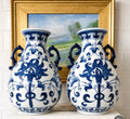 Pair of Blue and White Vases 9½” tall