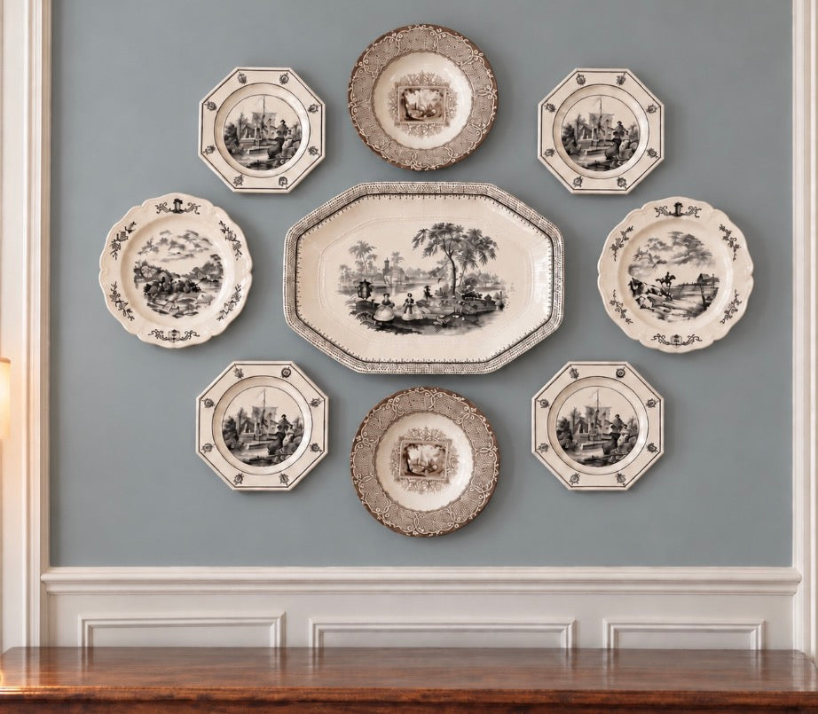 Curated English Transferware Plate Wall Collection