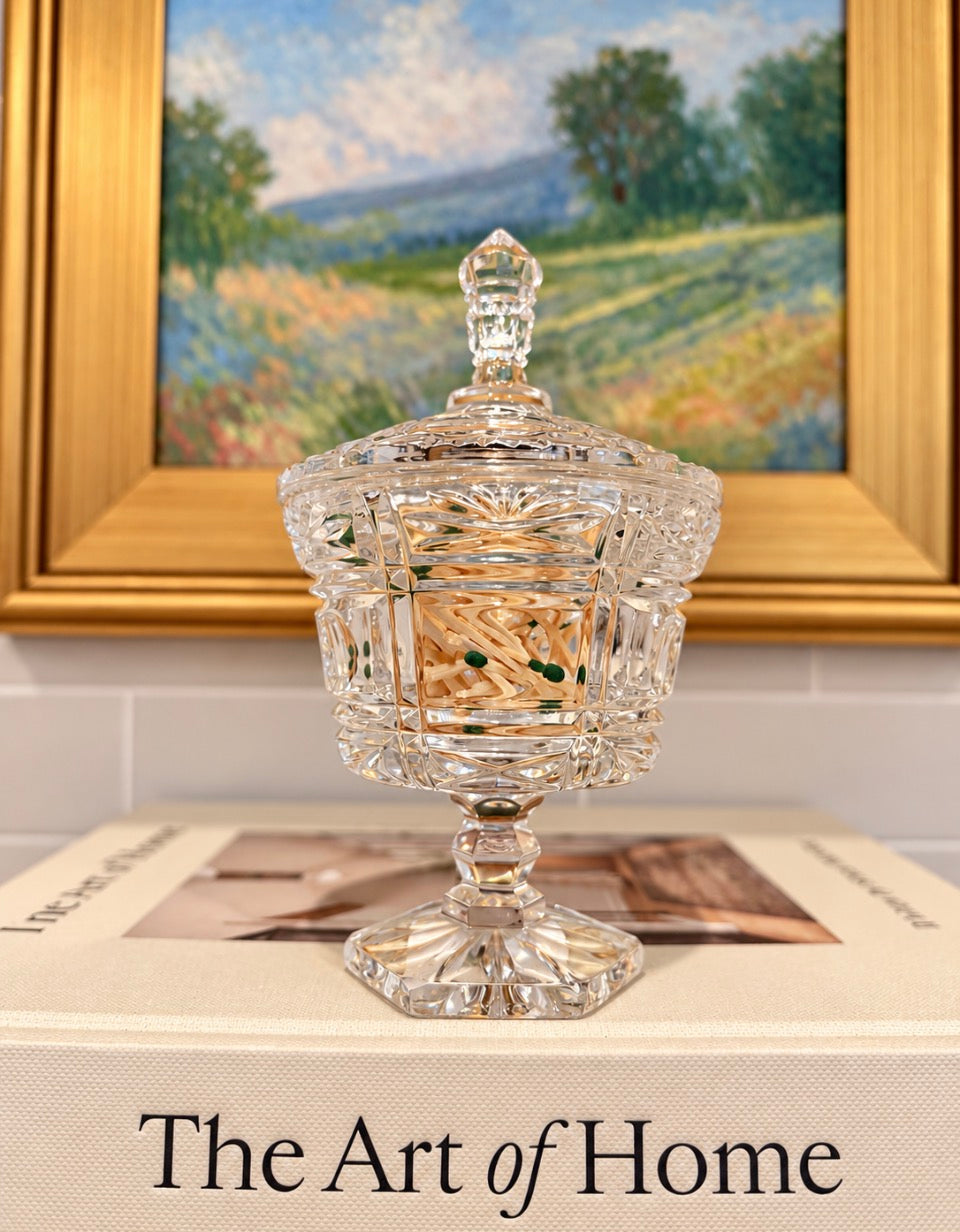 Crystal Lidded Match Holder