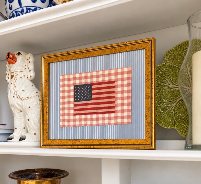 Framed Vintage American Parade Flag