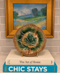 Vintage Green & Brown Majolica-Style Leaf Plate