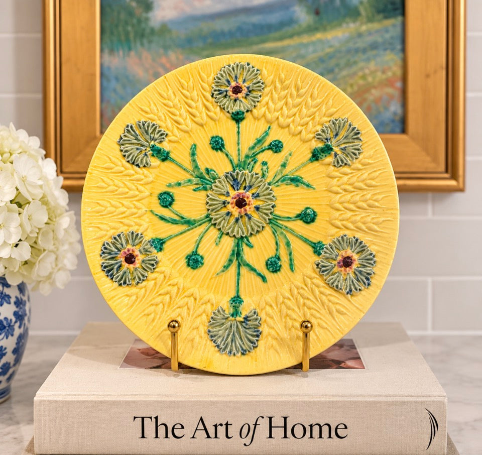 Vintage Floral Majolica-Style Plate