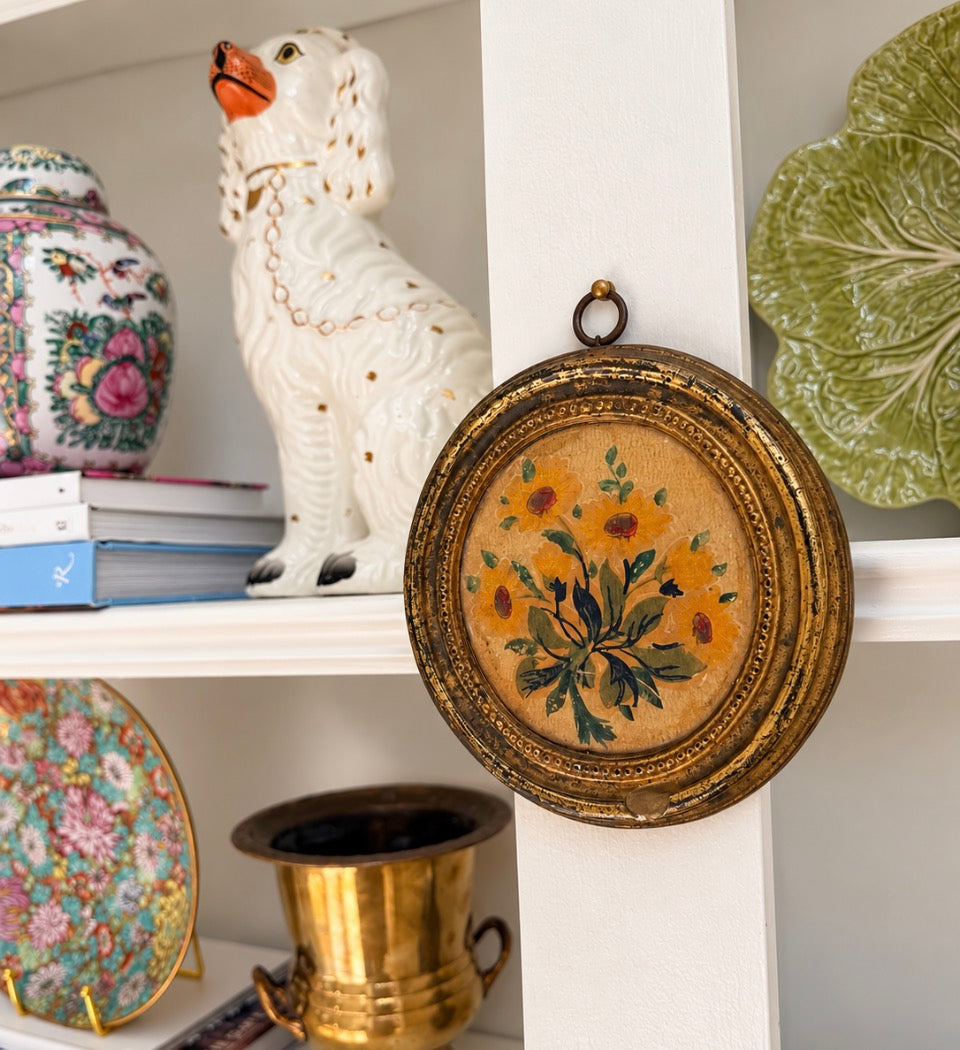 Vintage Hand-Painted Floral Plaque