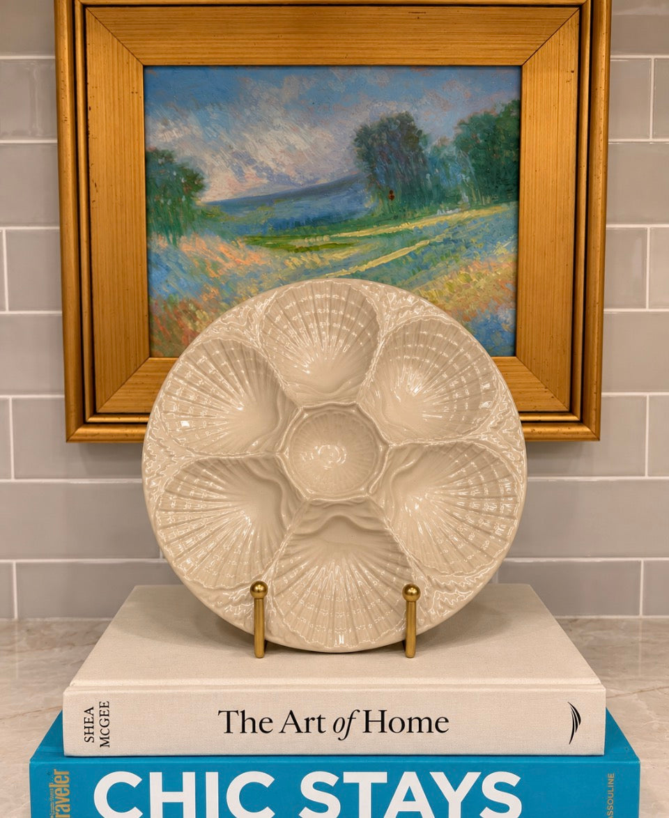Vintage Cream Oyster Plate