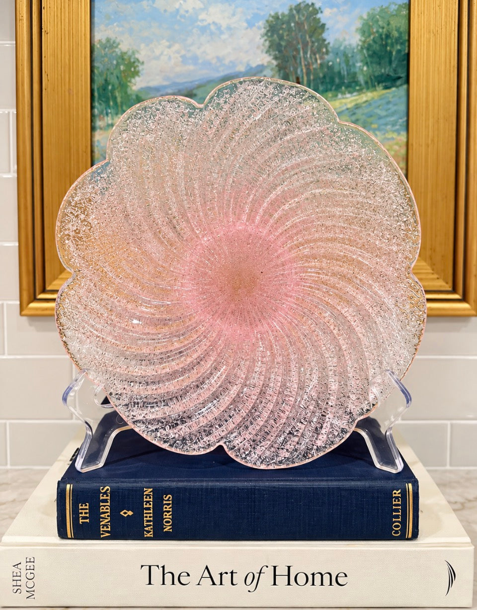 Pink Scalloped Glass Dish