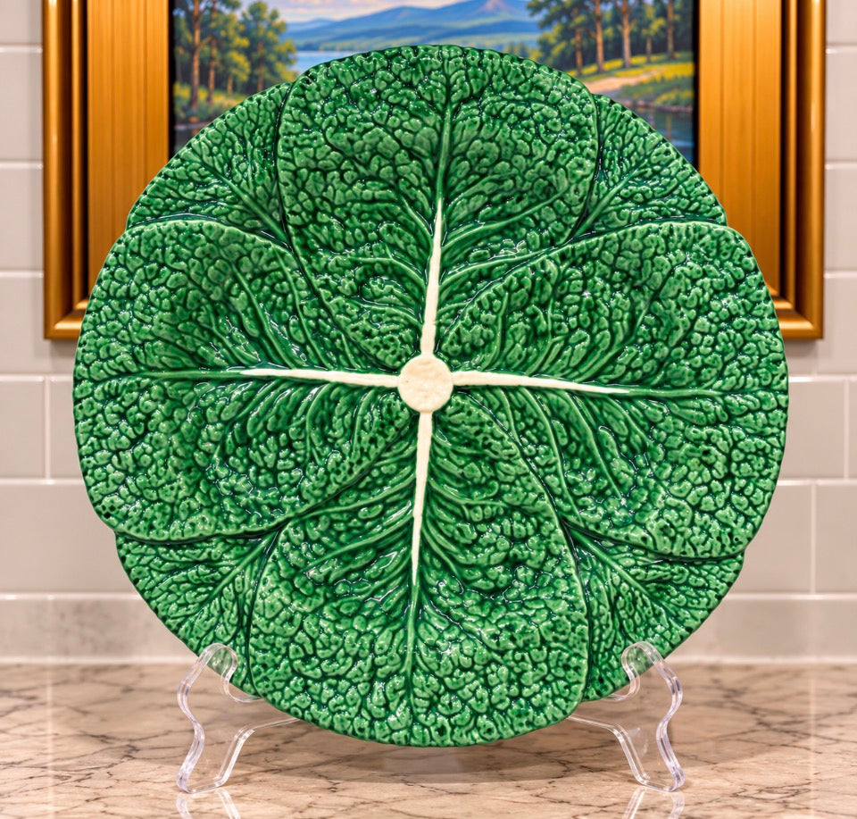 Vintage Bordallo Pinheiro Green Cabbage Plate | 12¼”