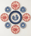 Vintage Dusty Rose & Blue Plate Wall Collection