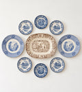 Vintage Blue & Brown Transferware Plate Wall Collection