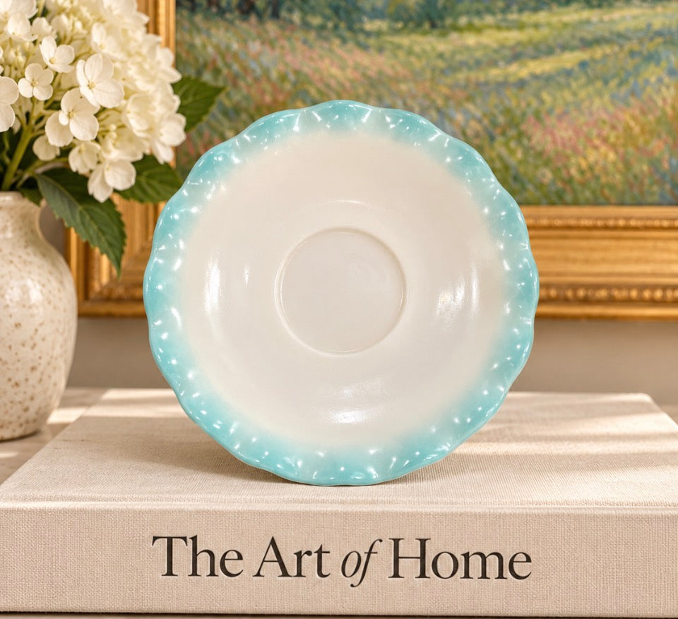Vintage Aqua Scalloped Saucer