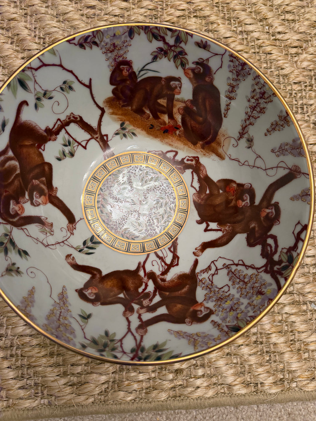 Vintage Japanese Amita “Merry Monkeys” Porcelain Bowl
