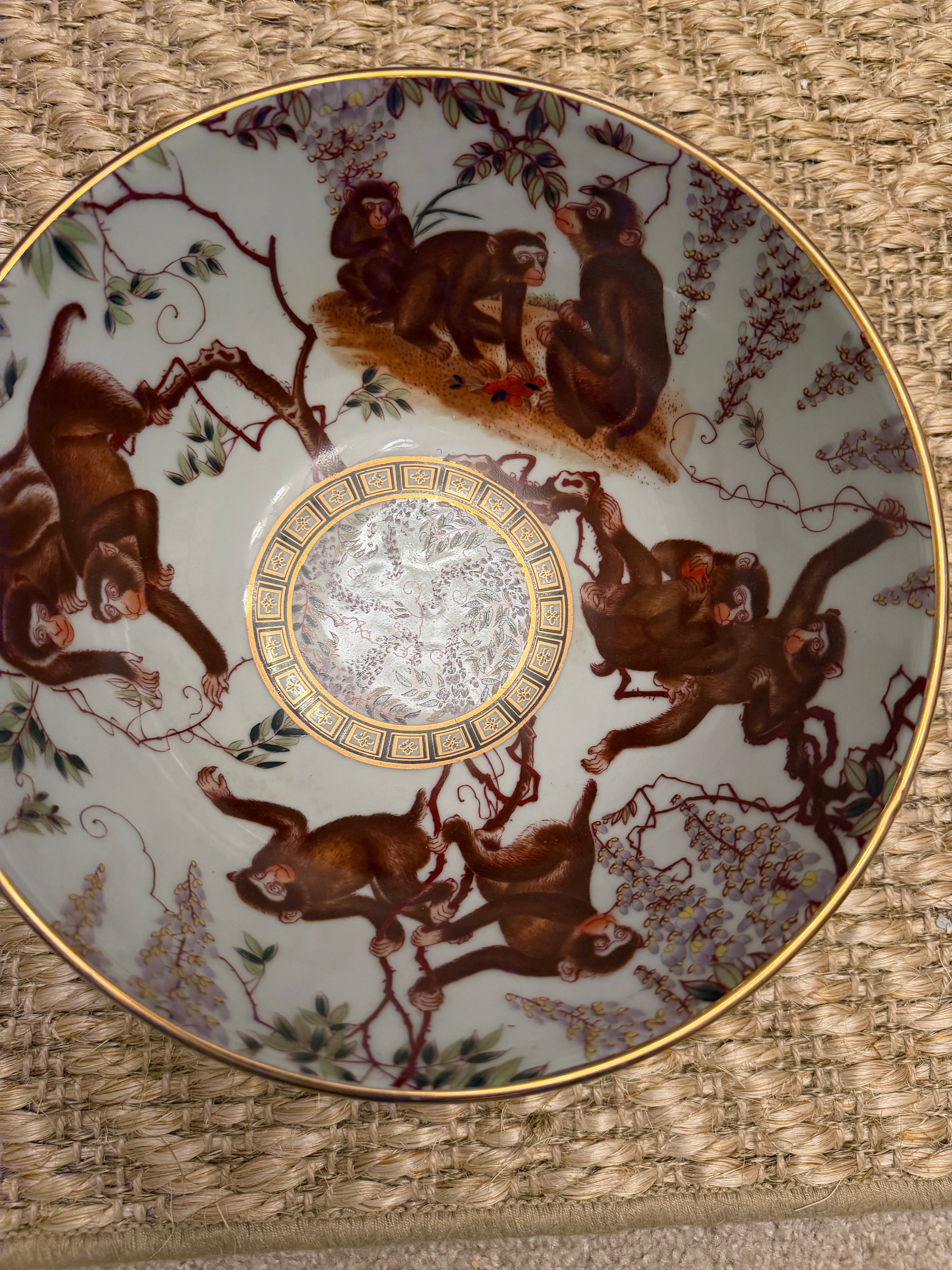 Vintage Japanese Amita “Merry Monkeys” Porcelain Bowl